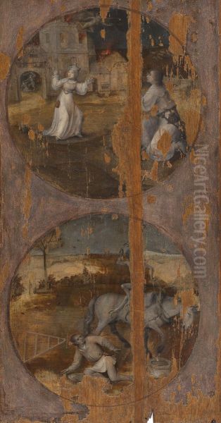 Twee medaillons met symbolisch-religieuze voorstellingen - view 1