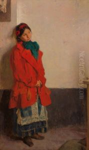 Een zigeunermeisje in een kerk by Ferdinand Oldewelt