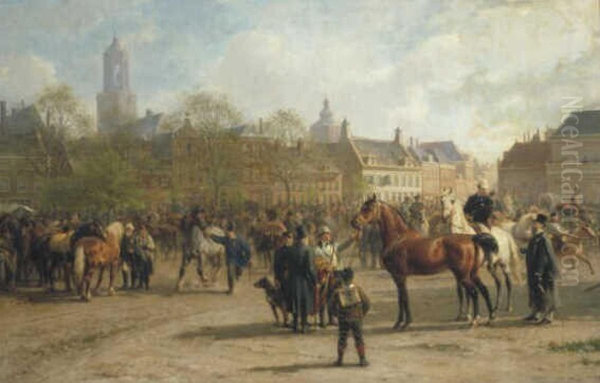 De paardenmarkt op het Vreeburg te Utrecht, palmmaandag - view 1