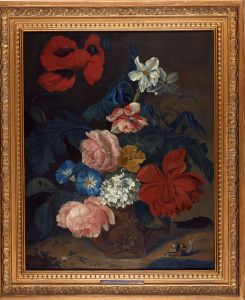Flower piece by Johannes le Francq van Berkhey