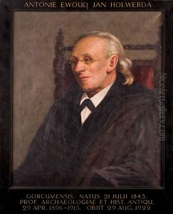 Portret van Antonie Ewoud Jan Holwerda, hoogleraar Archelogie en Oude Geschiedenis te Leiden by Wilhelmina Bohl