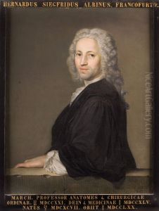 Portret van Bernhardus Siegfried Albinus, hoogleraar Ontleedkunde en Geneeskunde te Leiden
