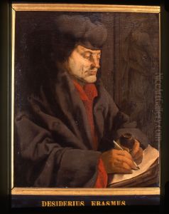 Portret van Desiderius Erasmus, humanist by Albrecht Durer