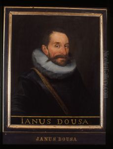 Portret van Janus (I) Dousa, curator en bibliothecaris van de Universiteit Leiden by Roelof Willemsz