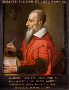 Portret van Josephus Justus Scaliger, hoogleraar Latijn, Oudheden en Historie te Leiden by Jan Cornelisz. van 't Woudt