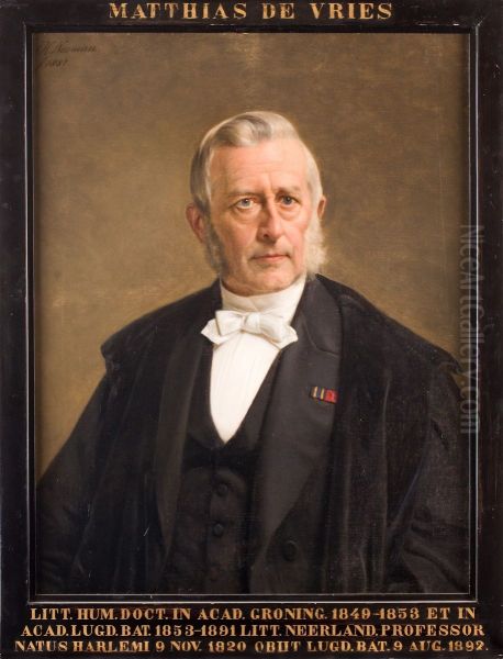 Portret van Matthias de Vries, hoogleraar Nederlands en Vaderlandse Geschiedenis te Leiden - view 1