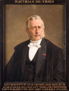 Portret van Matthias de Vries, hoogleraar Nederlands en Vaderlandse Geschiedenis te Leiden