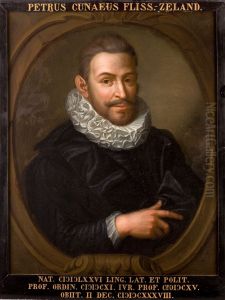Portret van Petrus Cunaeus, hoogleraar Latijn, Grieks, Staatskunde en Rechtsgeleerdheid te Leiden by Hieronymus van der Mij