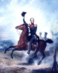 Ruiterportret van Prins van Oranje bij Leuven op 12 augustus 1831.