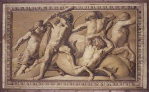 Hercules verslaat de centauren by Jacob van Campen