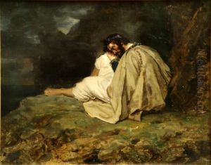 Jeune grec endormi sur un rocher au bord de la mer by Theodore Gericault