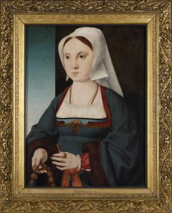 Portrait of a woman with a rosary by Joos Van Cleve