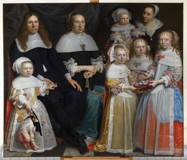 Portrait of the family Meyndert Sonck (1626-1675) and Agatha van Neck (1634-1707) and their children - view 1