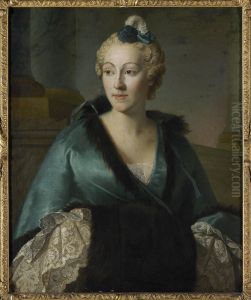 Portret van een jonge dame met een mof by Louis Tocque