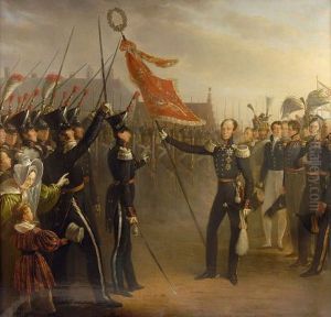 The transfer of the banner by the Prince of Orange (Willem II) to the militia of Den Bosch on 24 July 1831