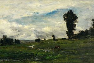 Figures and Cows in a Country Landscape by Charles-Francois Daubigny
