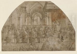 Pope Honorius III confirms the Rules of St. Francis by Ghirlandaio Domenico