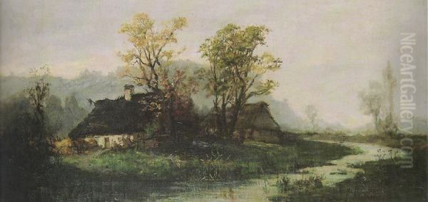 Landscape with huts. - view 1