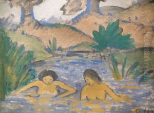 Two bathing girls by Otto Mueller