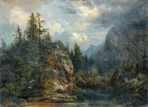 Alpenlandschaft mit erlegtem Wild