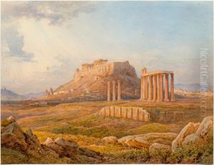 View of the Acropolis of Athens / Athens with the Acropolis and the Olympieion in the foreground by Rudolf Muller