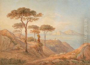 Blick von einer Anhohe uber den Golf von Sorrent auf die Insel Capri Blick von einer Anhohe uber den Golf von Sorrent auf die Insel Capri