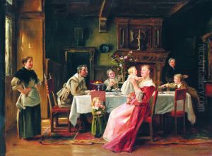Ebed utan (Anyai boldogsag) by Mihaly Munkacsy