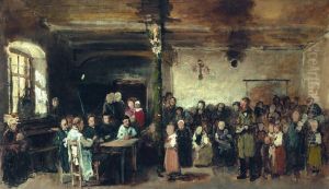Colpachi iskola (vazlat) by Mihaly Munkacsy