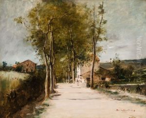 Landscape with Alley and Building by Mihaly Munkacsy