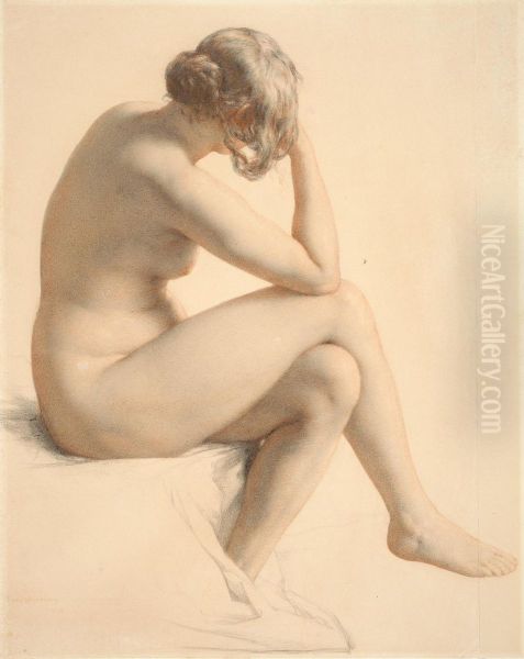 Female nude seen in three-quarters from behind - view 1