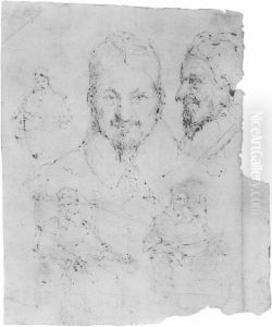 Studies for the Portrait of Innocent X -02 by Diego Rodriguez de Silva y Velazquez