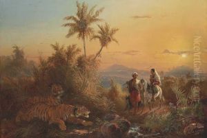 Javanese Landscape, with Tigers Listening to the Sound of a Travelling Group