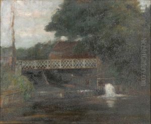 A river landscape. by Herman Vedel
