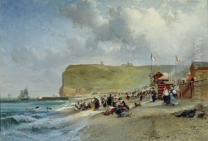 Crinolines on the Beach, Fecamp by Jules Achille Noel