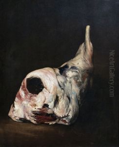 A leg of lambFrancais:Un gigotItaliano:Un cosciotto by Augustin Theodule Ribot