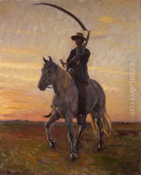 Young harvester riding home. - view 1