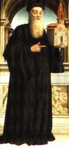 Baldo Magini with a model of the Church of San Fabiano