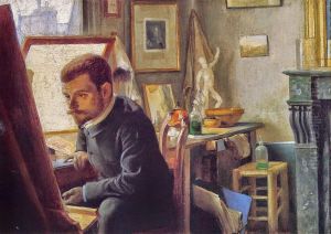 Felix Jasinski in his Printmaking Studio by Felix Vallotton