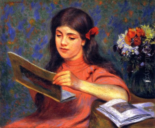 Girl Looking at a Book - view 1