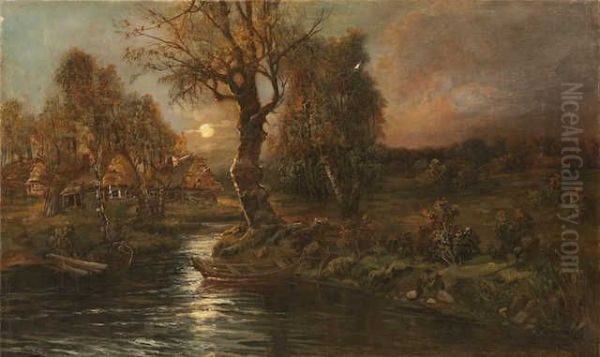 Landscape with River at the evening - view 1
