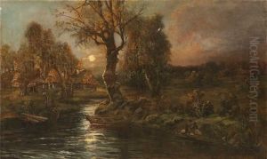 Landscape with River at the evening by unknown