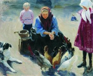 Feeding Chickens by Ivan Kulikov