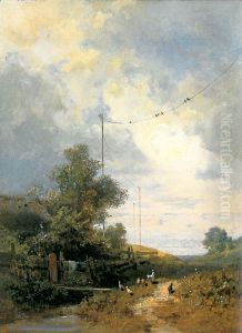 Die Schwalben (Telegraph) by Carl Spitzweg