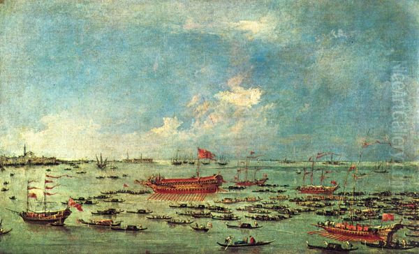"Le solennita dogali", scena: IlBucintoronaviga verso san Nicolo di Lido, il giorno dell'Ascensione. - view 1