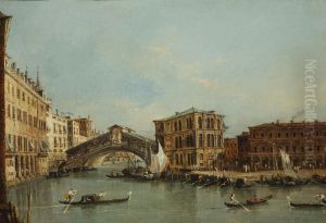 A View on the Grand Canal with the Rialto Bridge by Francesco Guardi