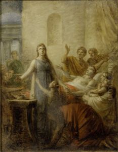 Alcestis sacrifices herself for Admetus by Heinrich Fuger