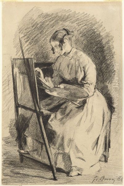 Study for Sophie Unternahrer at her easel - view 1