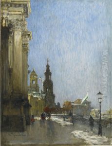 Dresden, a view from the Bruhl'schen terasse over the Hofkirche and the Semper Opera