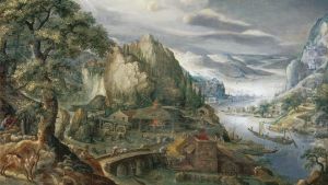 A River Valley with Iron Smelter by Marten van Valckenborch