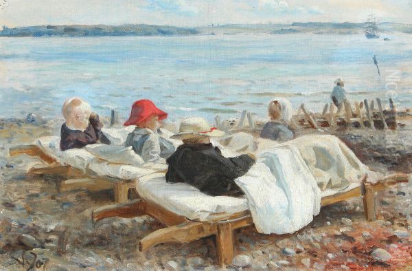 Motiv fra Kysthospitalet pa Refnaes. Skoleskibet Georg Stage aflaegger sit arlige, altid af bornene med laengsel imodesete, besog. - view 1